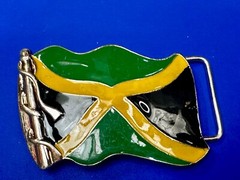 Jamaican Flag Jamaican Pride Silver Green Yellow & Black Patriotic Belt Buckle