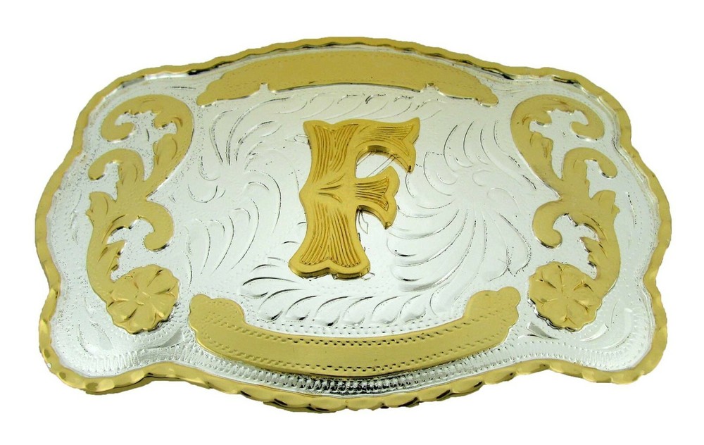 Initial F Belt Buckle American US Costume Alphabet Monogram Letter Metal Rodeo