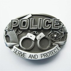 Antique Silver Hero Law Enforcement Belt Buckle