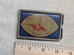 vintage 1984 belt buckle US OLYMPIC TEAM brass SHOOTING western USA cowboy 1980s