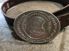 Vintage North American Hunting Club Life Member Belt &Buckle Eagle & Belt Sz 42