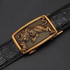 Men&rsquo;s Gold Tone Metal Animal Print Automatic Latch Belt Buckle 1.5in Rectangular