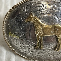 Vintage Montana Silversmiths Sterling Silver Plate ￼ Western Horse Belt Buckle