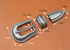 25MM Western Cowboy Leathercraft Prong Pin Belt Buckle Set 3-Piece DIY Project