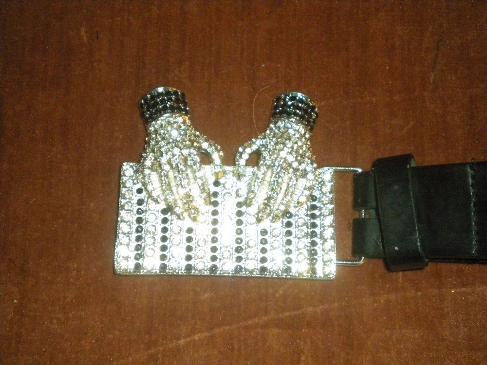 NEW FASHION SILVER BUCKLE WITH A PIANO AND CLEAR AND BLACK STONES ONLY BUCKLE