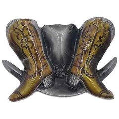 Cowboy Boots and Hat Western Belt Buckle Metal