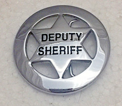 Solid Brass Deputy Sheriff Badge Belt Buckle 6 point Silver