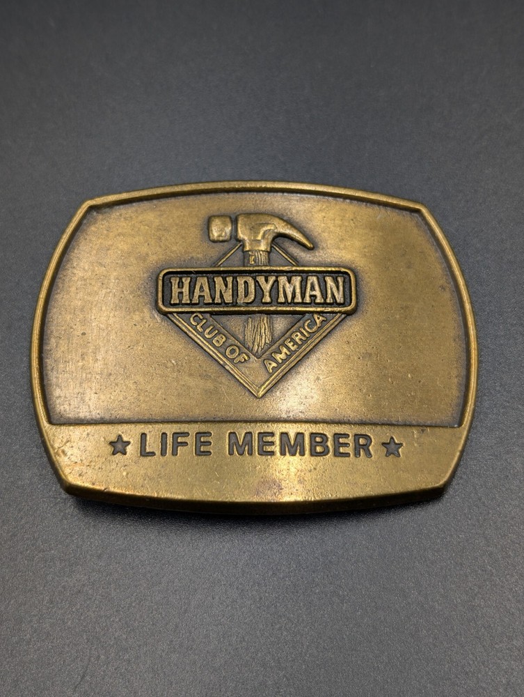 Belt Buckle Handyman Club of America Life Member Vintage 1996 Brass Tone