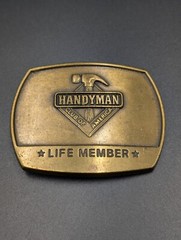 Belt Buckle Handyman Club of America Life Member Vintage 1996 Brass Tone
