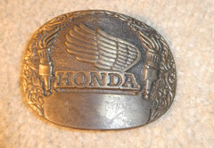Vintage Brass Honda Motorcycles Belt Buckle 3 3/4&Prime; Wide