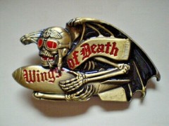 Gürtelschnalle / Buckle Totenkopf WINGS OF DEATH für ca. 4 cm Breite Gürtel /Neu