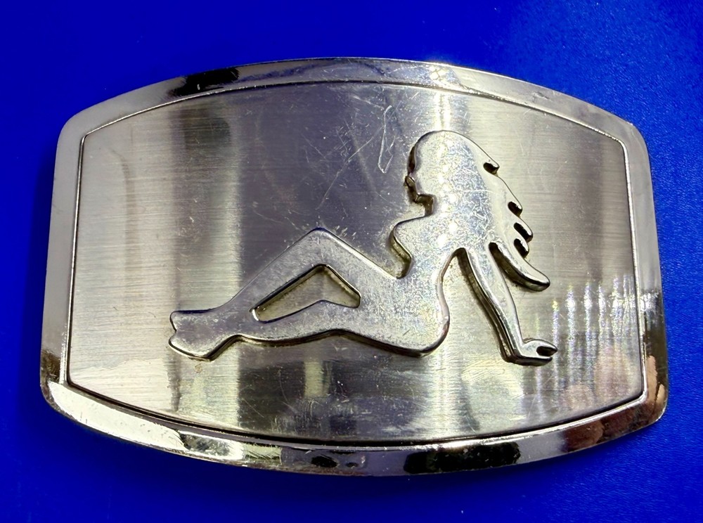 Mud Flap Sexy Girl Woman Silhouette Figure Silver Tone Trucker Biker Belt Buckle