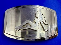Mud Flap Sexy Girl Woman Silhouette Figure Silver Tone Trucker Biker Belt Buckle