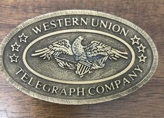 Vintage Western Union Telegraph Co. Eagle U.S. Belt Buckle Tiffany Broadway NY