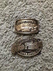 2x Chimney Creek Operating Co. Gold Fields Belt Buckles Solid Bronze Limited Edt