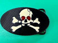 Creepy Red Eyes Skull Crossbones Halloween Gothic Punk Vibe Enameled Belt Buckle