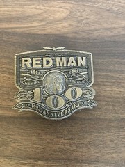 Red Man Belt Buckle 100 Year Anniversary Metal 2004 In Box NOS
