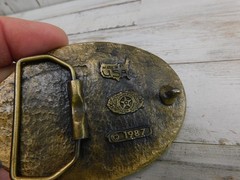 Vtg 1987 Yellowstone Colorado Silver Star Pewter Belt Buckle Made In USA Angler