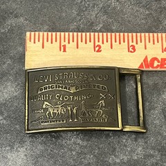 Levi Strauss Vintage Belt Buckle Brass Two Horse Logo Plaque Western Cowboy