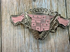 Guns Crown Shield Trucker Cadillac Grill Pink Enamel Belt Buckle Bottle Opener
