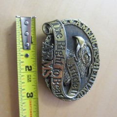 oval – America&rsquo;s Heritage 3 x 2 3/8  » thick BELT BUCKLE eagle right to bear arms