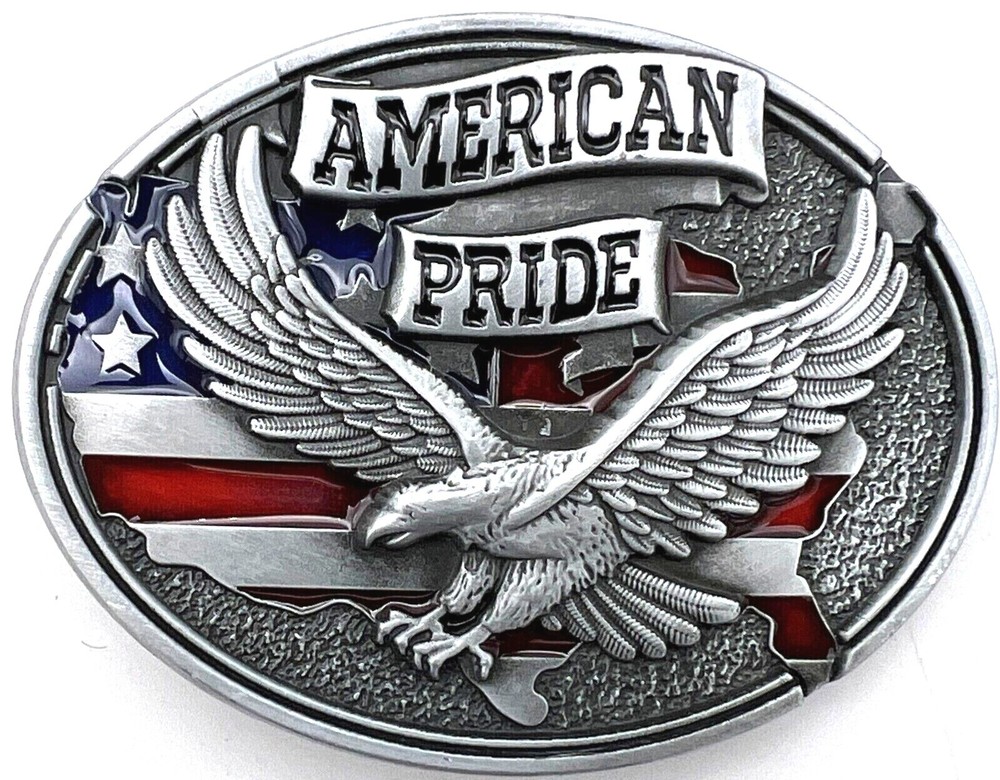 USA American Pride Flag Eagle Enameled Belt Buckle Motorcycle Patriotic New