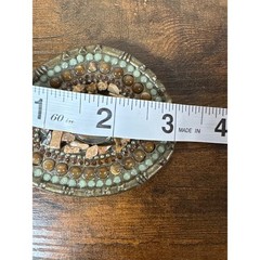 Western Mosaic Stone Belt Buckle Oval Earthy Agate Style Brass Tone Bohemian