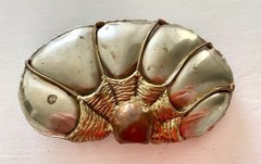Vintage Brass Pearl Shell Belt Buckle Mixed Metals Brutalist Sea Life Unusual