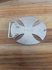 Vintage Anchor Blue Iron Cross Belt Buckle Silver Biker Goth Punk Skulls 3D Y2k