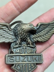 vintage 1970s belt buckle SUZUKI motorcycles EAGLE western BIKER cowboy