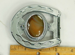 Horseshoe western belt buckles for men brown oval agate stone