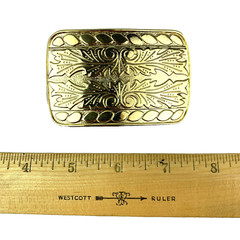 Vintage Unbranded Made in USA Bright Gold Tone Ornate Western Belt Buckle