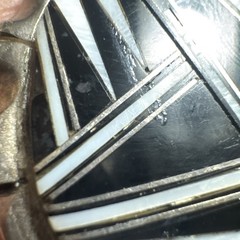 Vintage Southwestern Style Sterling Silver Belt Buckle Stamed B Black white Art
