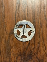 Vintage 80s Fargo Silver Brand Texas Ranger Star Belt Buckle 2.75” Dia.
