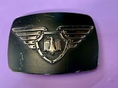 Thunderbird Shield Wings Crest Logo Enameled Belt Buckle Chrome Brand #6172