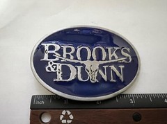 Brooks and Dunn Navy BLUE Enamel Belt Buckle Solid Metal Country Music Pewter