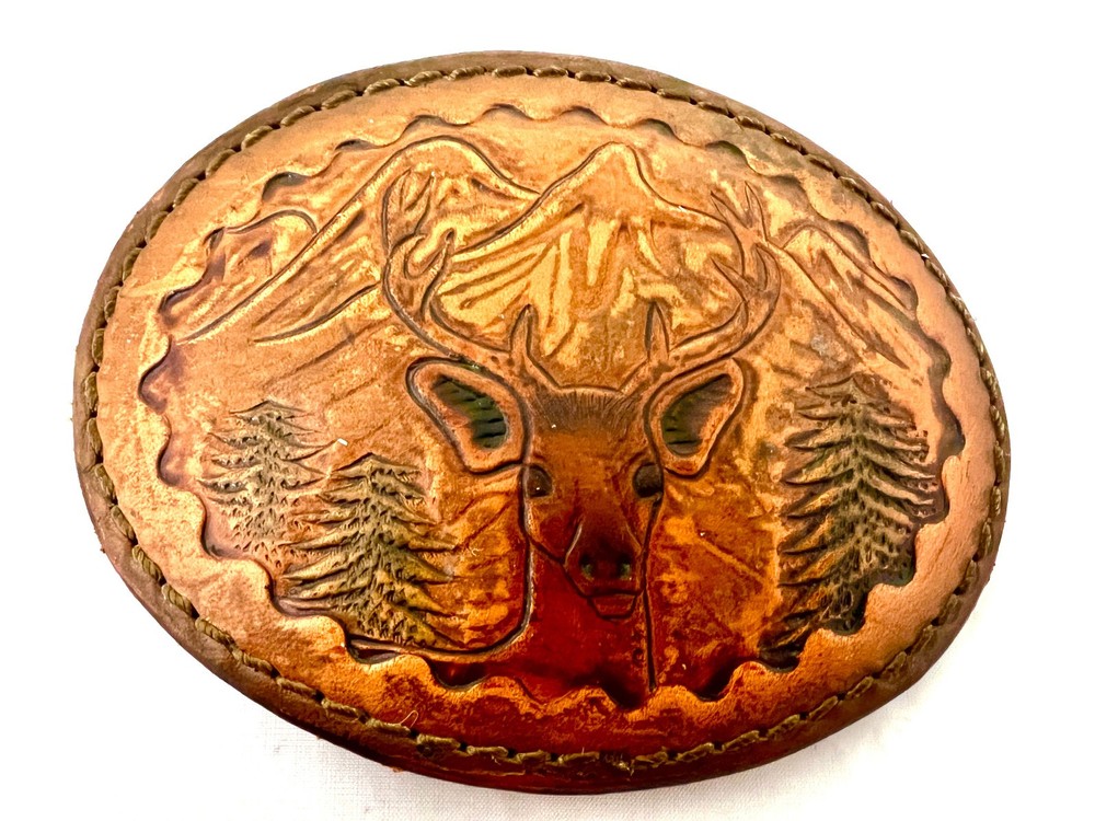 Leather Belt Buckle (No Belt)- 4 5/8&Prime; x 3 1/2&Prime;-No Maker&rsquo;s Marks