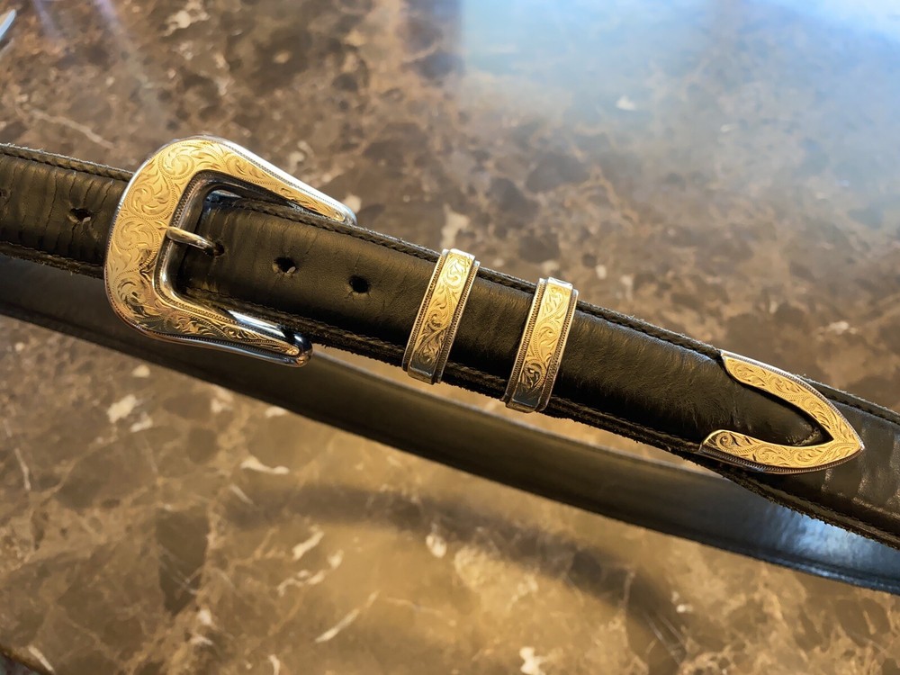 Rewards 14k Gold .925 Sterling Western belt buckle set Sunset Trails Vogt Belt✅