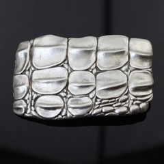 Croco Look Belt Buckle Antique Silver – Textured Embossed, For DIY Belts