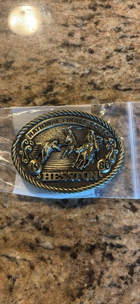 Hesston NFR 1980 Limited Edition Vintage Western Rodeo Belt Buckle 1.5 in