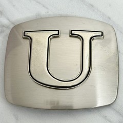 U Letter Initial Monogram Silver Tone Belt Buckle