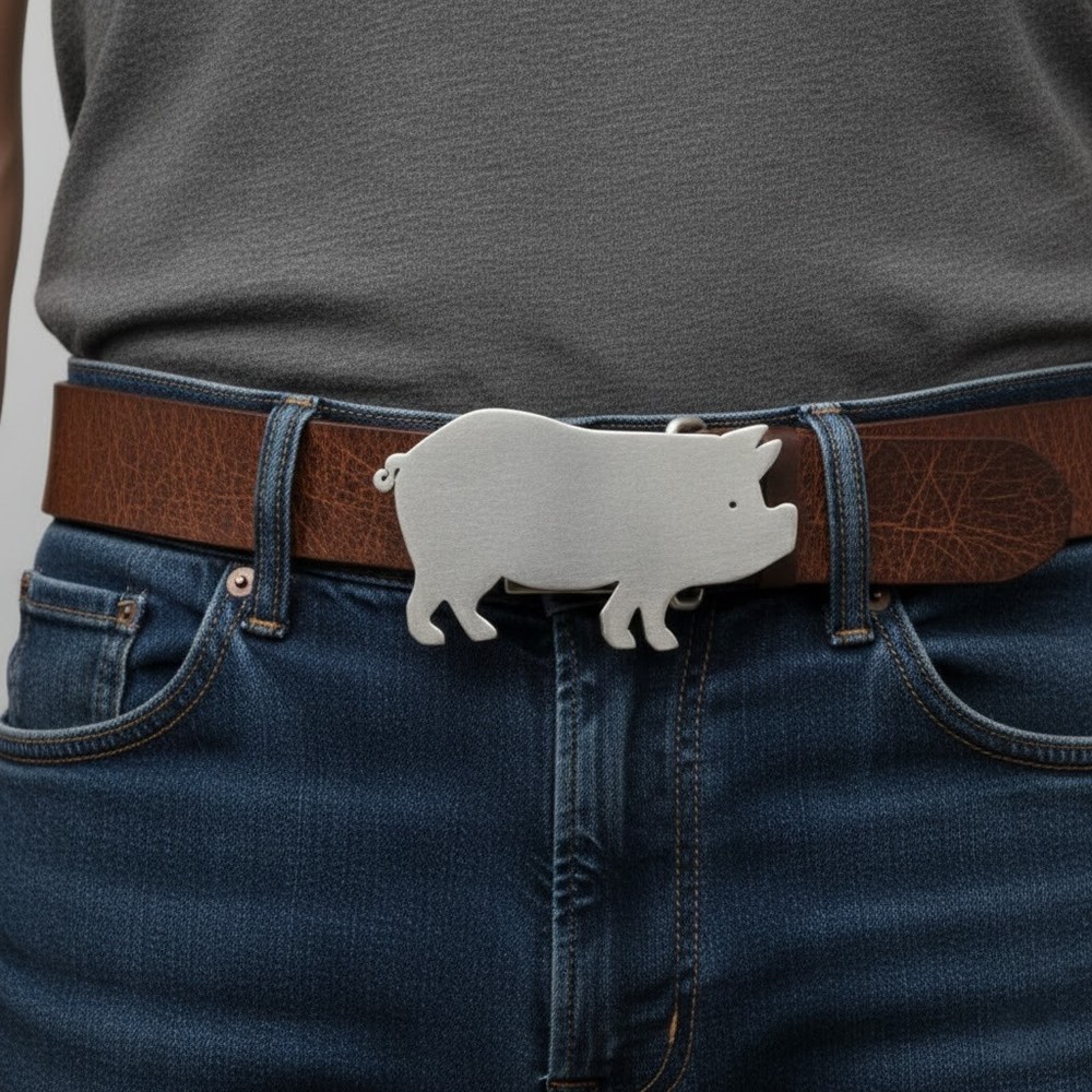 Pig Belt Buckle Vintage Style – Funny Animal Buckle for Farm Fans