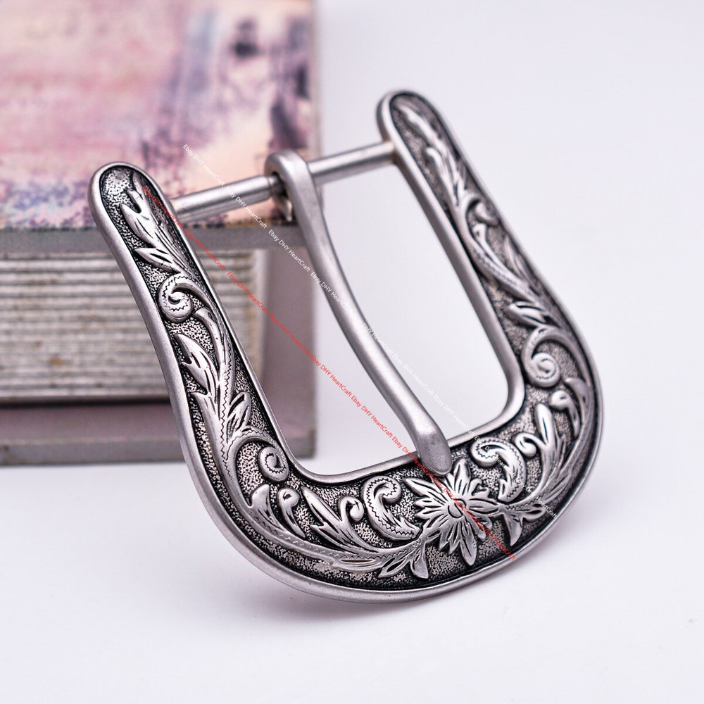 Western Flower Single Prong Leathercraft Pin Belt Buckle Replacement fits 38mm
