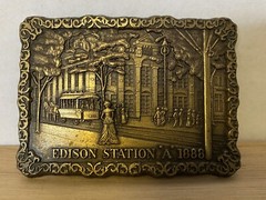 Edison Station « A » 1888 Detroit Edison MI Unisex Scenic Belt Buckle ~ VGUC