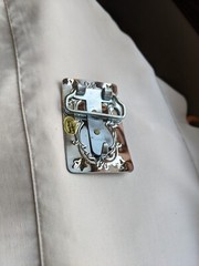 Nice Silver and Gold Tone « Bronco » Belt Buckle Made in Hong Kong
