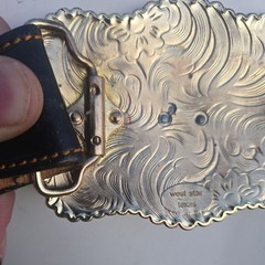 Western Buckle Gold Silver Red Black Red Eagle biting cobra