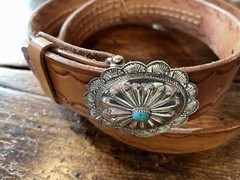 Navajo James Reid style Sterling Silver Turquoise Belt Buckle 41/43-1.5🐂✅