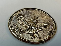 Patriotic American Usa Eagle Flying High Over Mountains W/ Starburst Belt Buckle