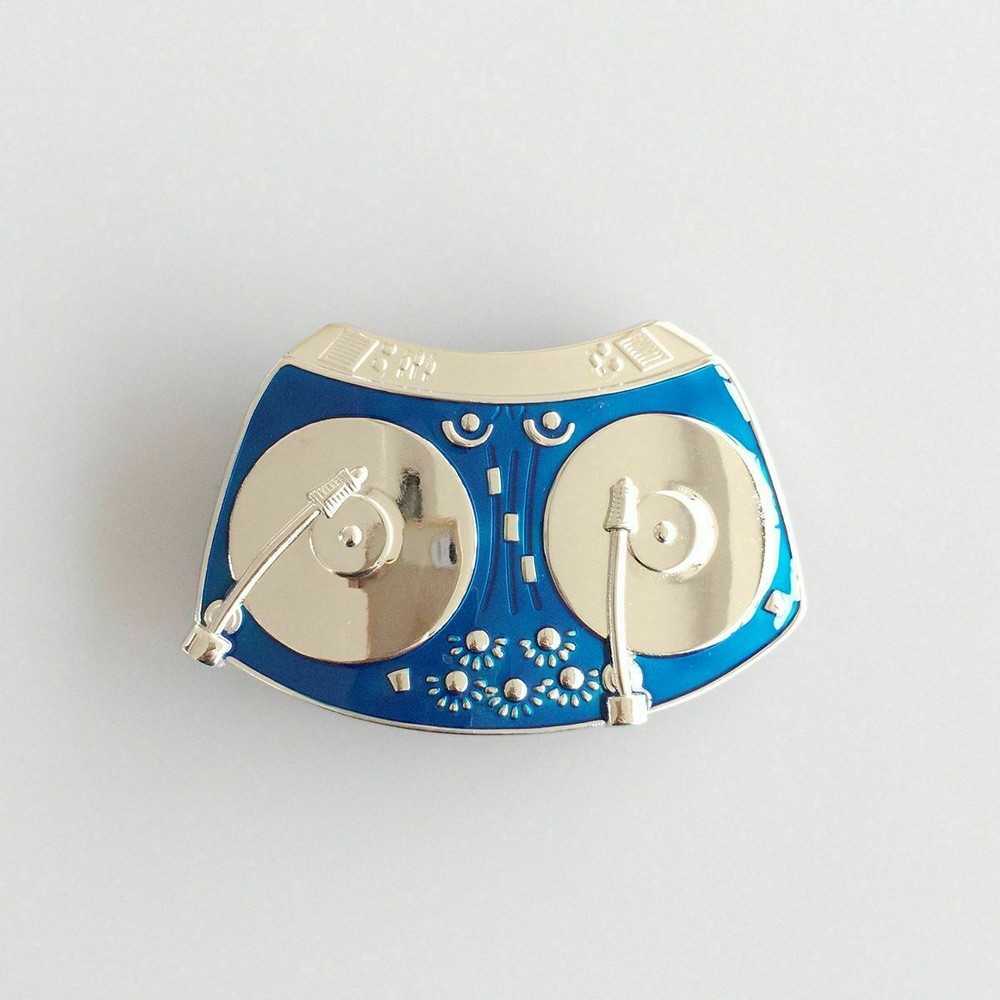 Blue DJ Music Turntable Metal Belt Buckle