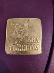 NRA National Rifle Association Freedom Flag 3&Prime; Bicentennial Belt Buckle Vintage